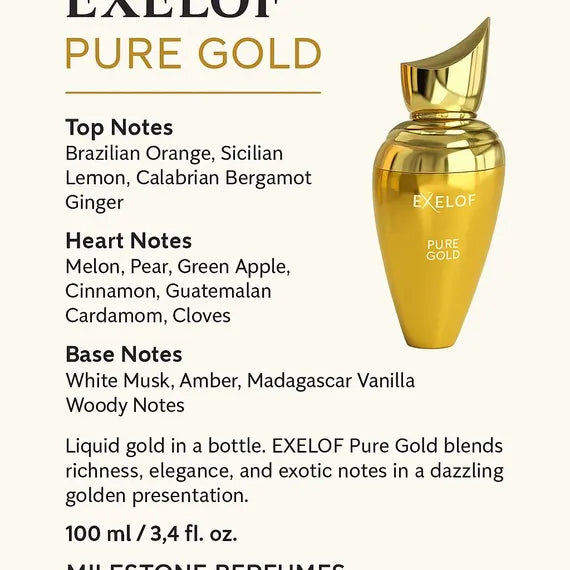 Milestone Exelof Pure Gold Apa De Parfum 85ml Unisex (Inpirat din Xerjoff Erba Gold)