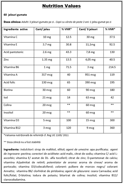 YUMMEE KIDDY Multivitamine 60 jeleuri, fără zahăr, aromate